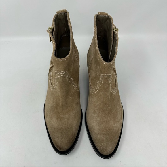 AllSaints Carlotta Western Suede Side Zip Ankle Boots Desert Sand Size 37, US 7 - Picture 4 of 13